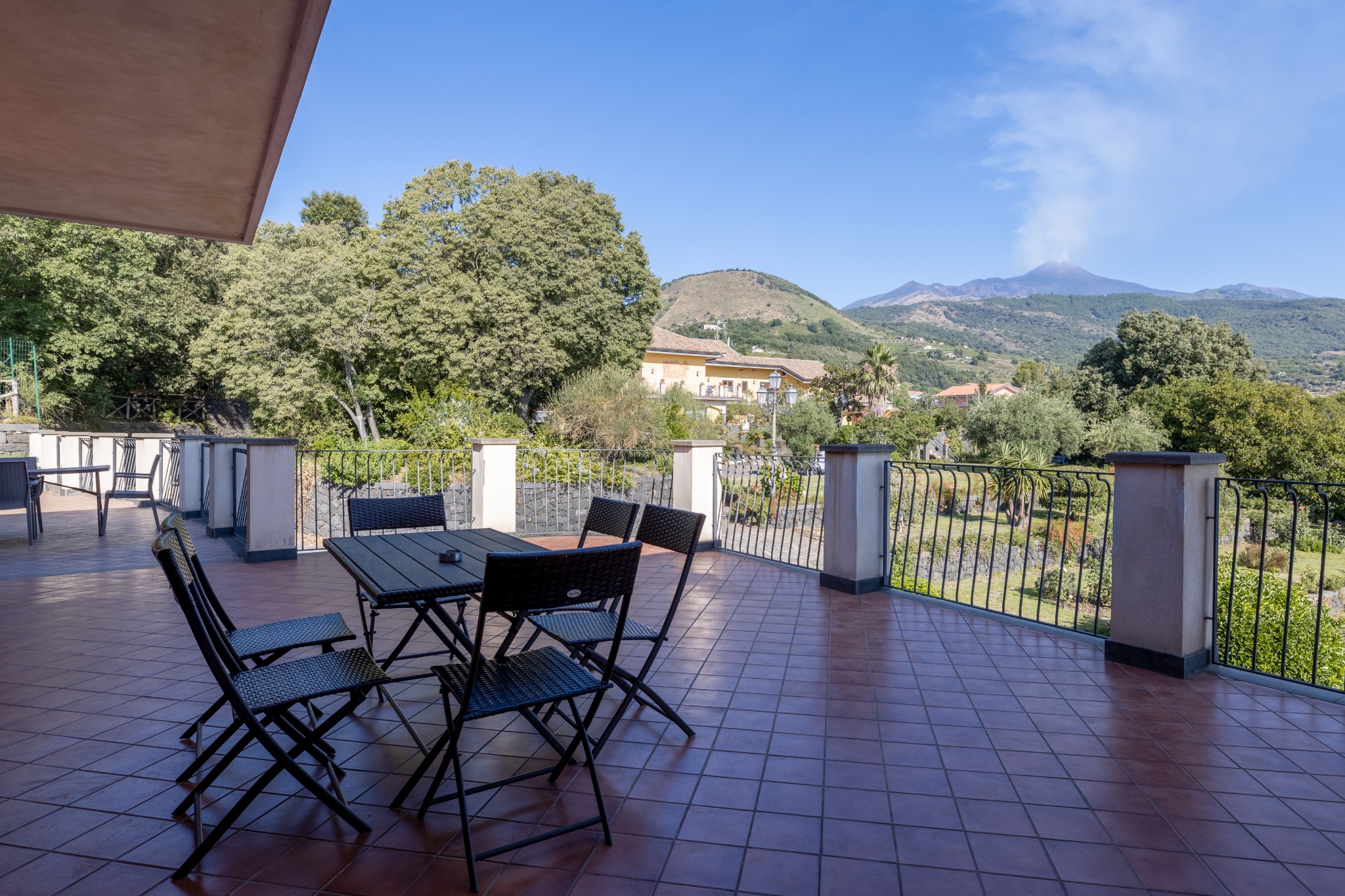 Large covered terrace at Villa Vulcano